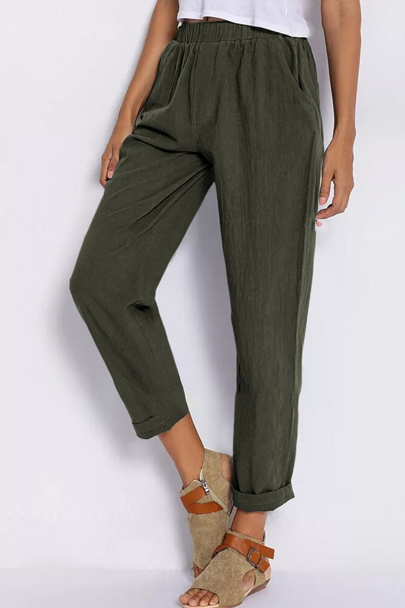 Antmvs Casual Solid Pocket Harlan Straight Solid Color Bottoms(3 Colors)