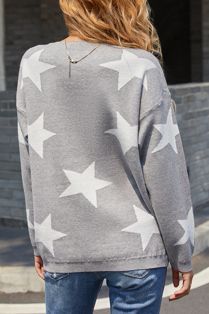 Casual The stars Contrast V Neck Tops