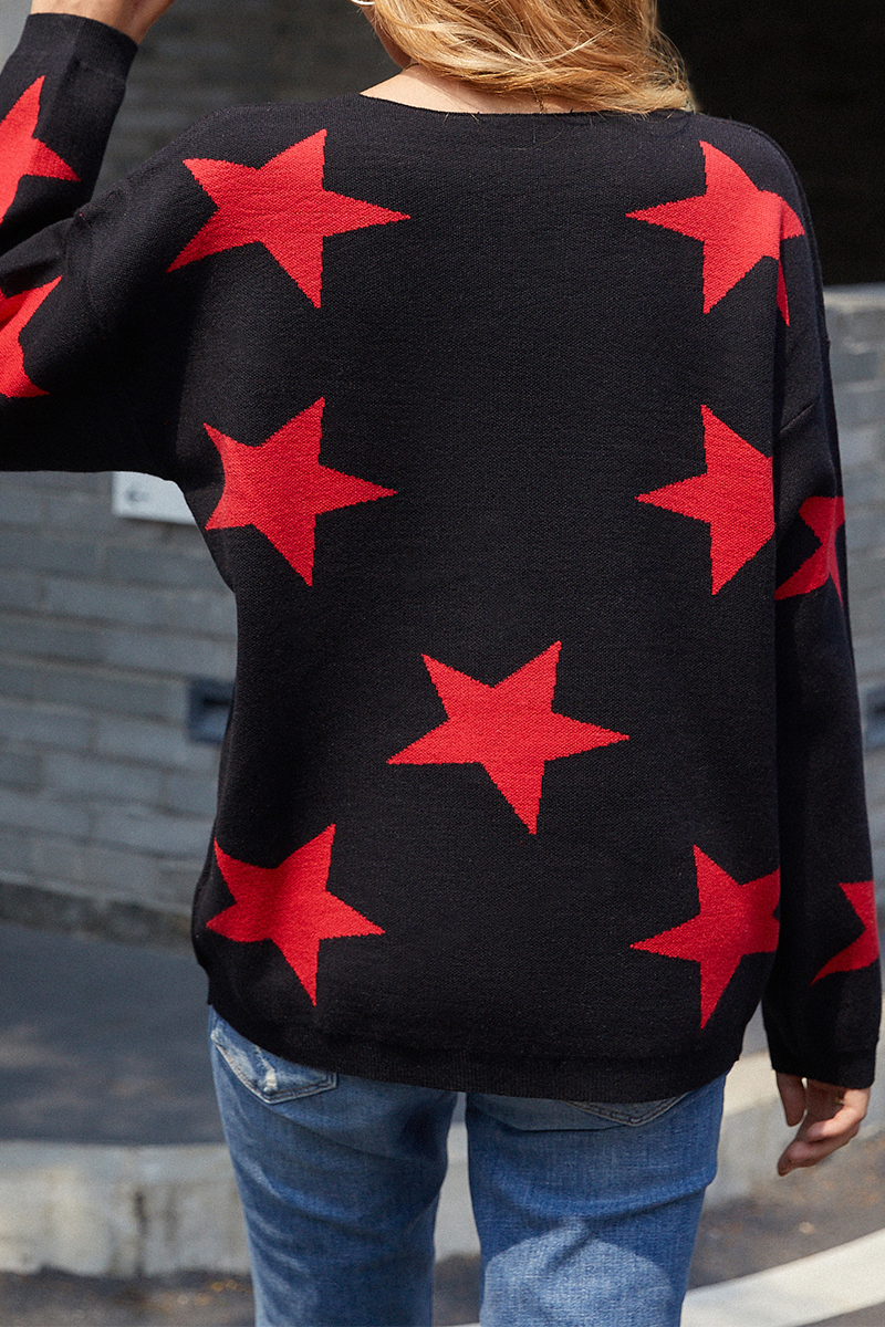 Casual The stars Contrast V Neck Tops