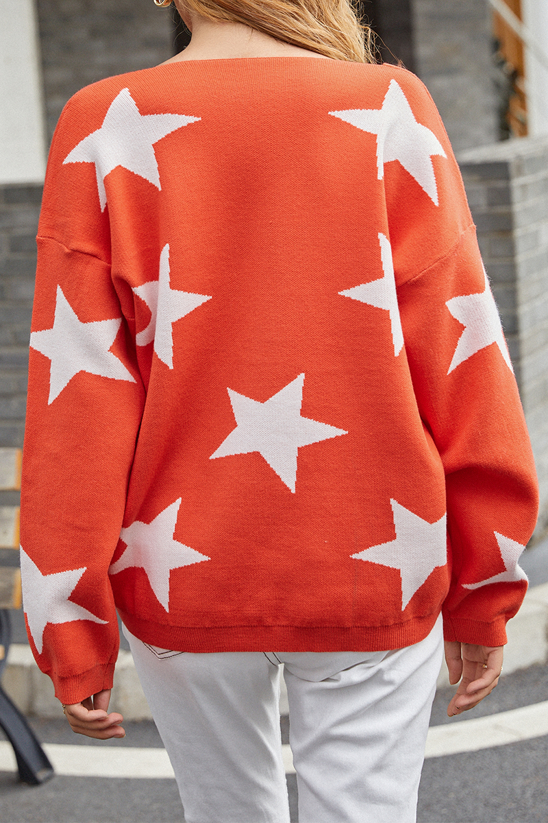 Casual The stars Contrast V Neck Tops