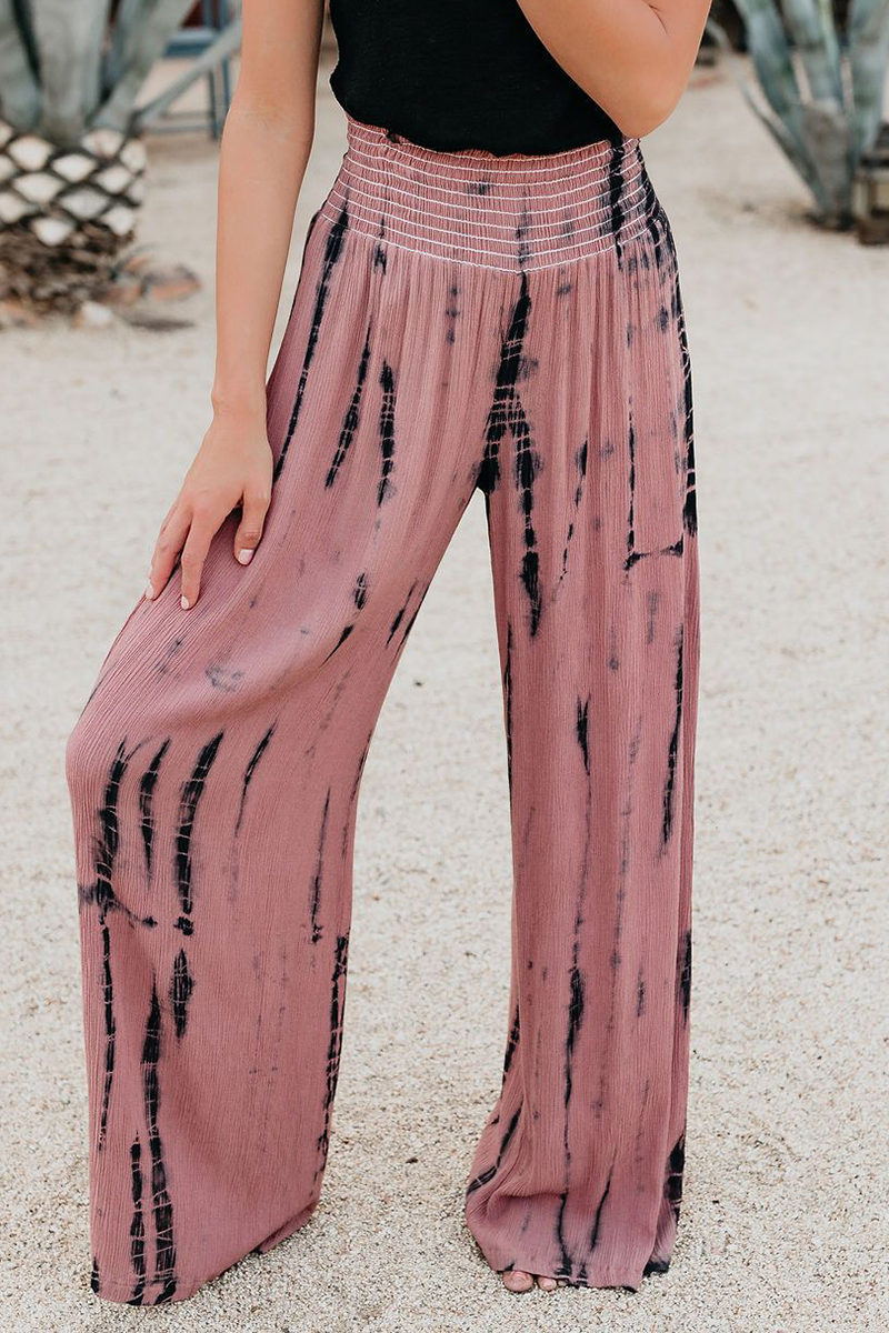 Antmvs Casual Print Split Joint Straight High Waist Wide Leg Full Print Bottoms(7 colors)
