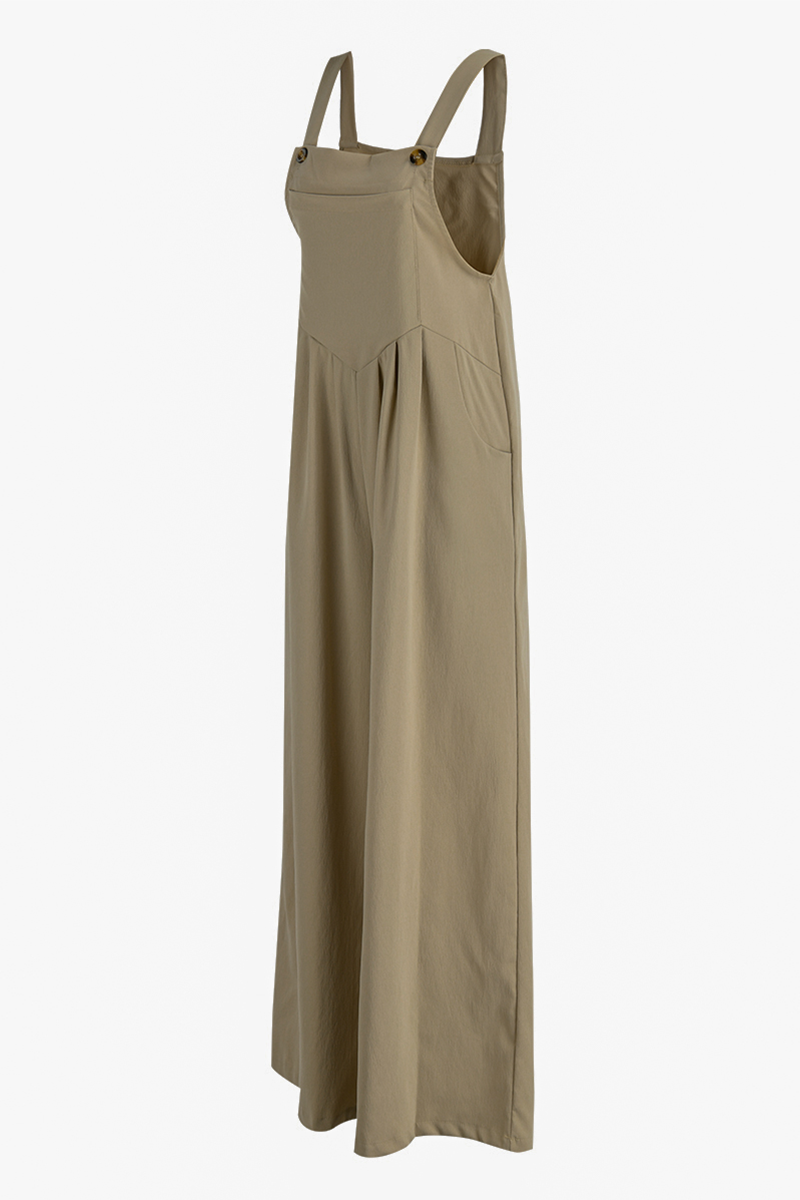 Antmvs Casual Solid Square Neck Pocket Loose Jumpsuit(7 Colors)