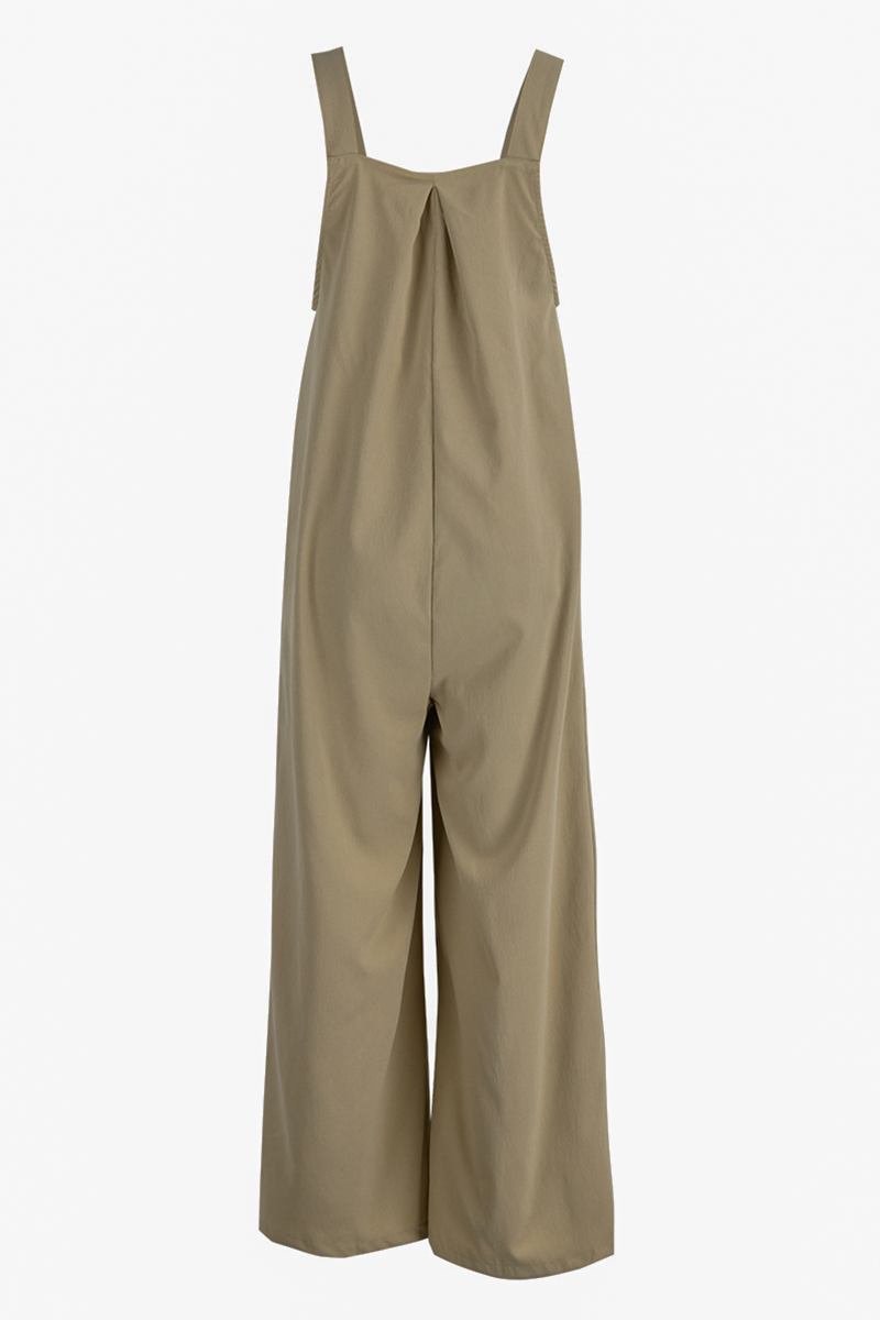 Antmvs Casual Solid Square Neck Pocket Loose Jumpsuit(7 Colors)