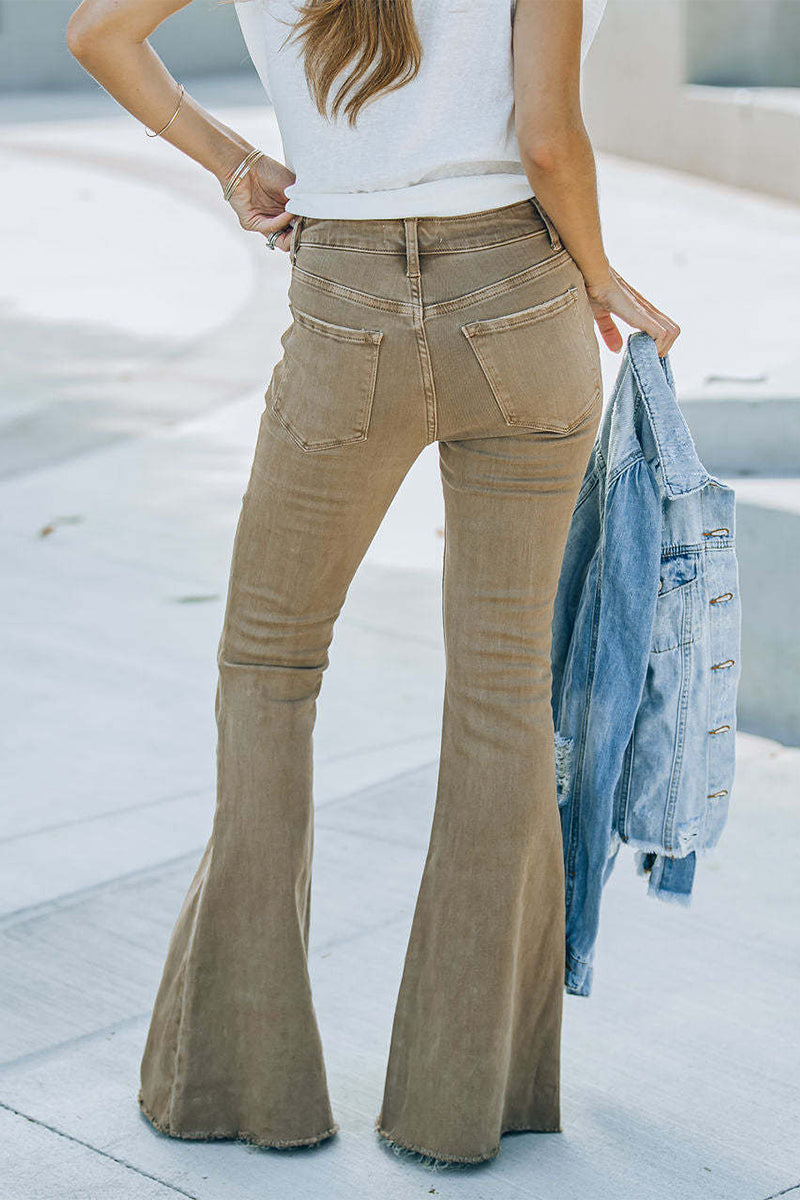 Antmvs Street British Style Solid Patchwork High Waist Speaker Solid Color Bottoms