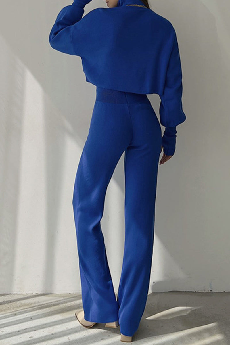 Antmvs Casual Solid Solid Color Turtleneck Long Sleeve Two Pieces