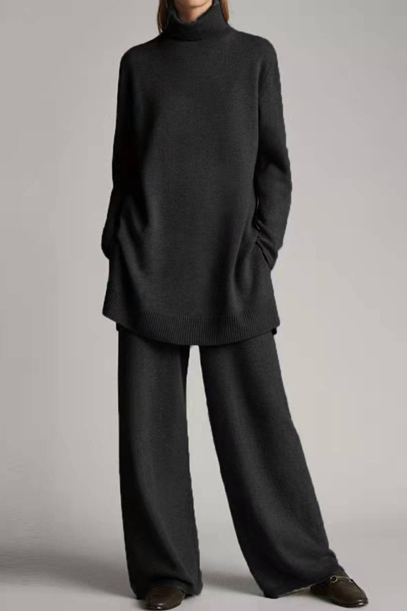 Antmvs Casual Solid Solid Color Turtleneck Two Pieces