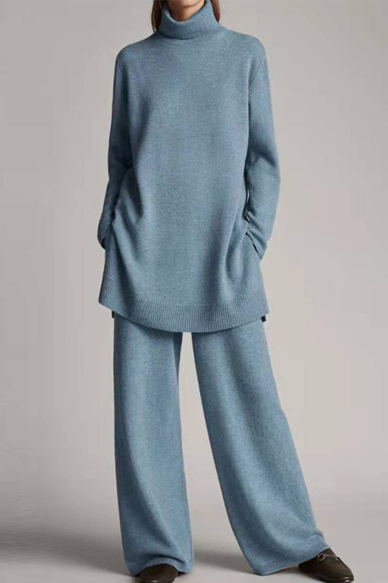 Antmvs Casual Solid Solid Color Turtleneck Two Pieces