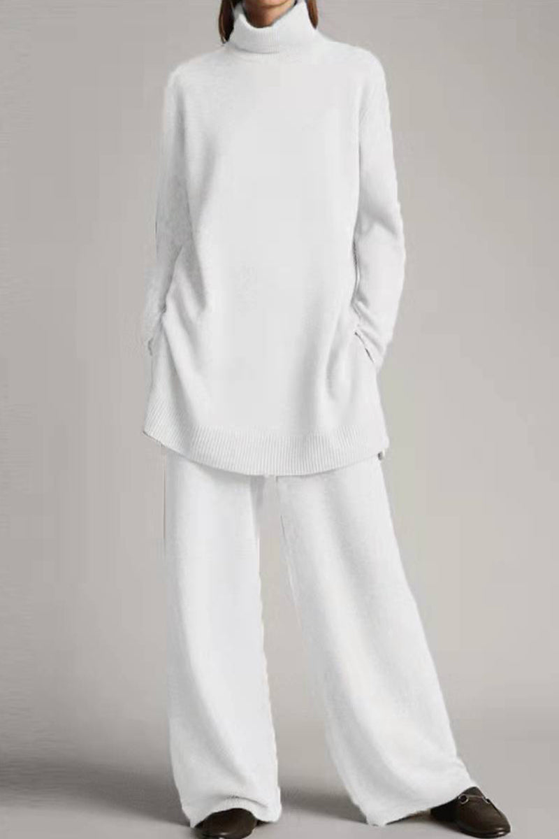 Antmvs Casual Solid Solid Color Turtleneck Two Pieces