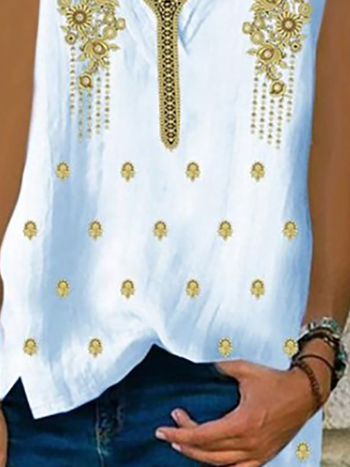 Plus size Boho Sleeveless Shirts & Tops