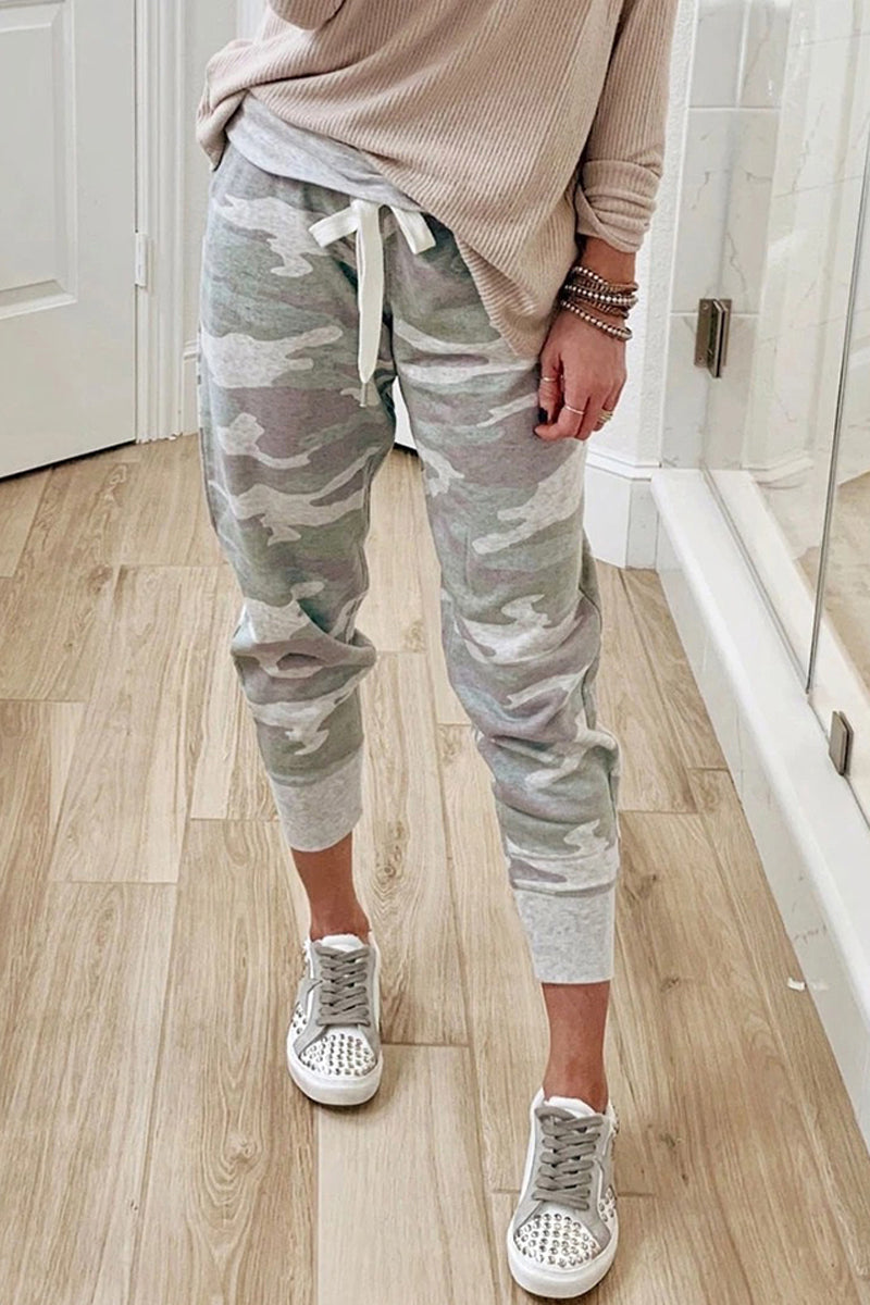 Antmvs Camouflage Printed Drawstring Waist Pants