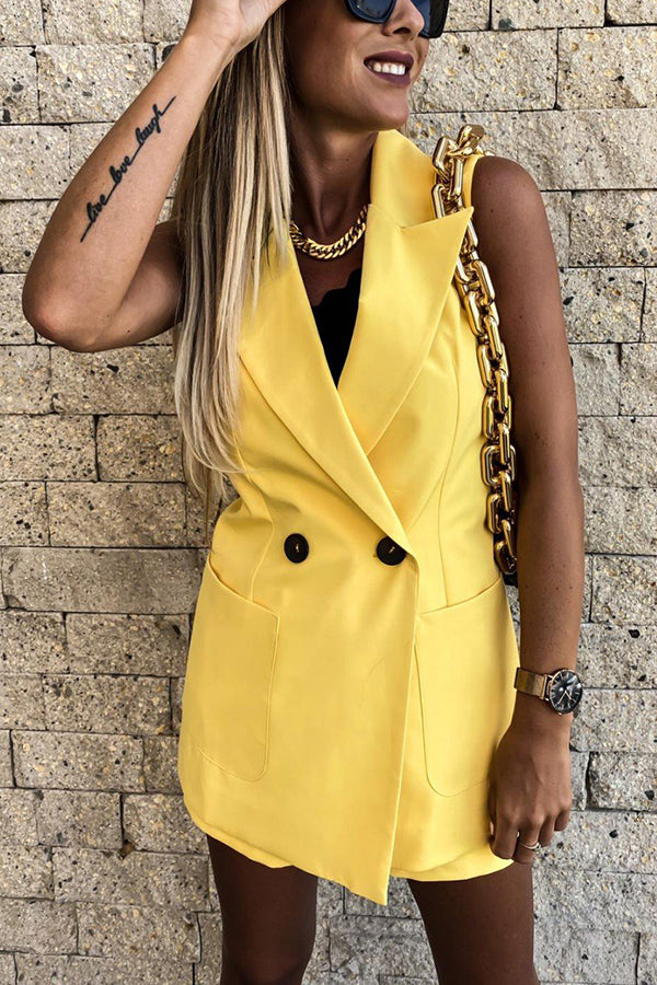 Antmvs Catch Your Breath Sleeveless Blazer Shorts Suit