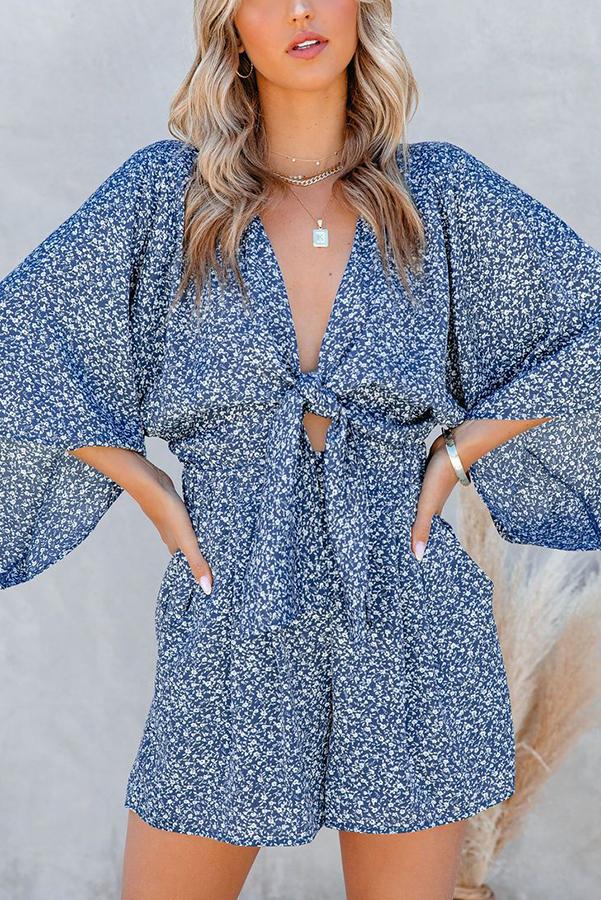 Antmvs Scratch That Printed Pocketed Tie Romper