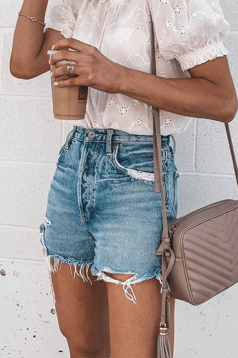 Antmvs Casual Bibbed Jeans Shorts