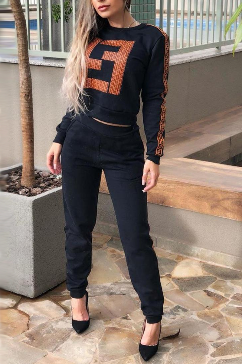 Antmvs Print Round Neck Two Pieces Sets
