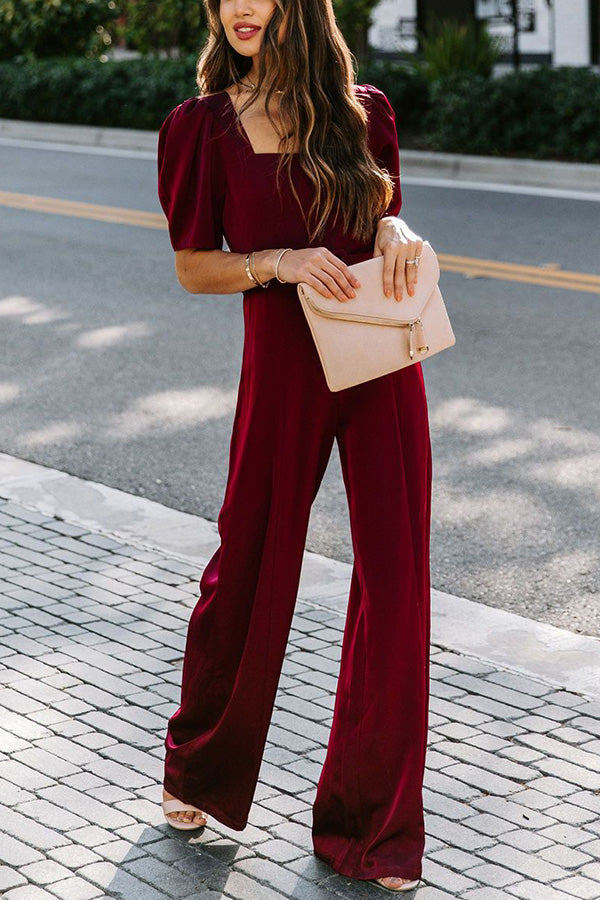 Antmvs Gala So Grand Velvet Belted Wide Leg Jumpsuit