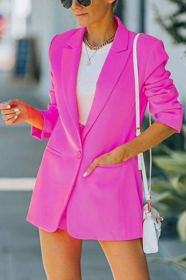 Antmvs Standards Pocketed Bright Colour Blazer Shorts Suit