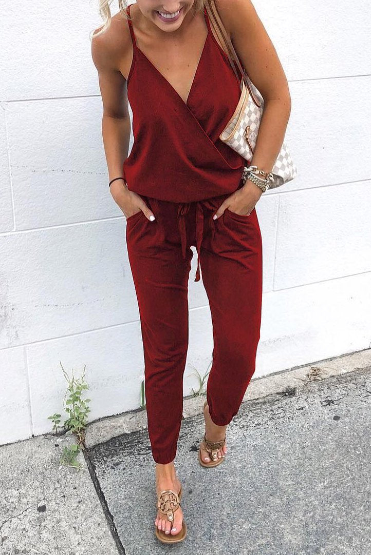 Antmvs Surplice V Neck One-piece Jumpsuits (6 Colors)