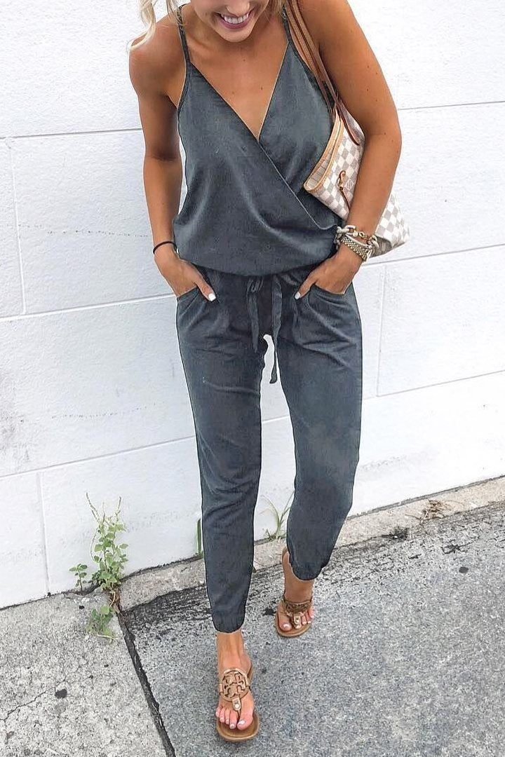 Antmvs Surplice V Neck One-piece Jumpsuits (6 Colors)