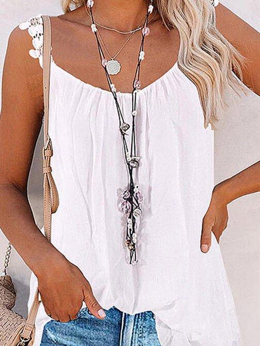 Solid Cotton-Blend Casual Vests