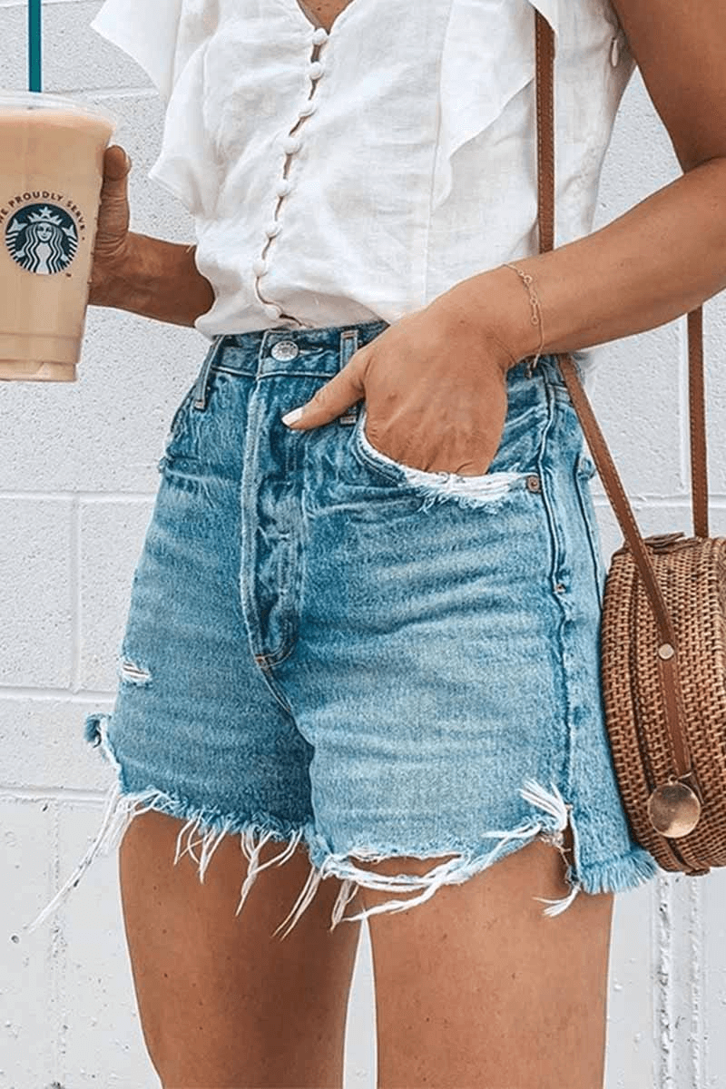 Antmvs Casual Bibbed Jeans Shorts