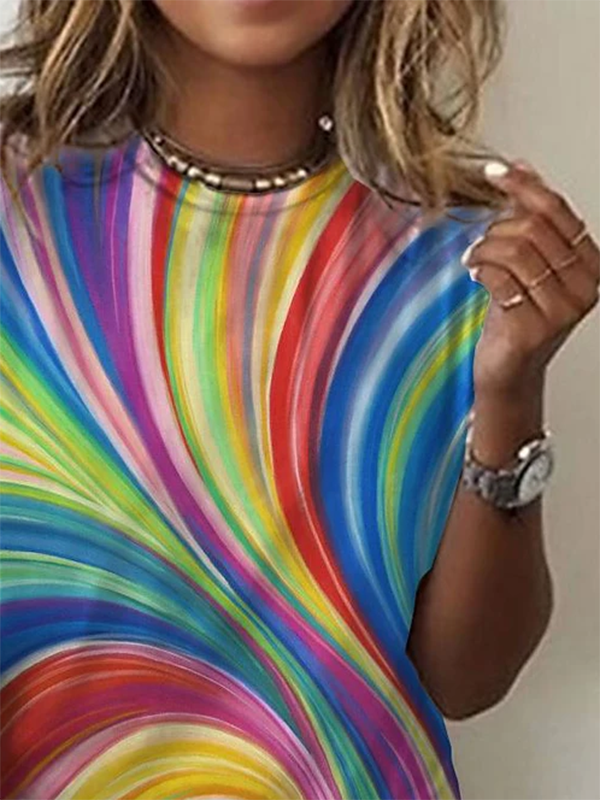 Printed Cotton-Blend Crew Neck Casual Shirts & Tops