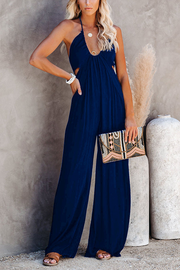 Antmvs Brave Soul Halter Neck Wide Leg Jumpsuit
