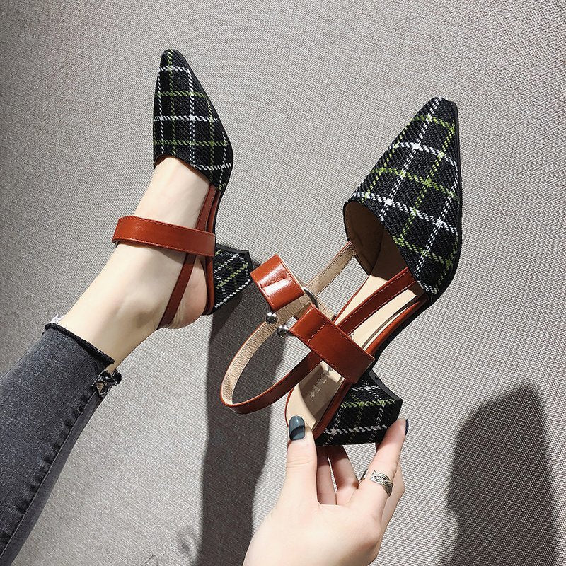 Amozae Lady Shoes New Hollow Coarse Sandals High-heeled Shallow Mouth Pointed Pumps Work Women Female High Heels Zapatilla Lattice