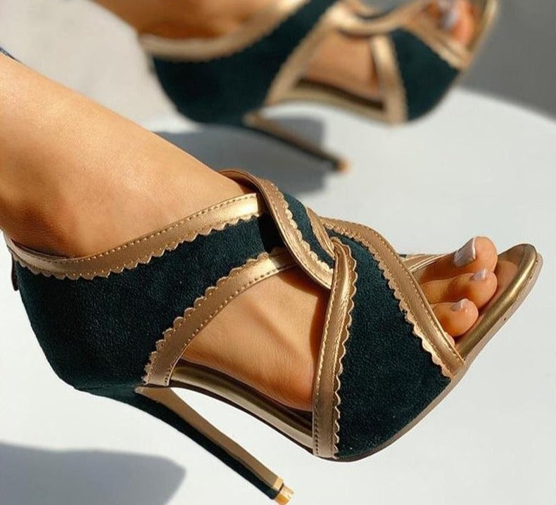 Amozae High Heels Women Sandals Summer Gladiator Cross Strappy Open Toe Ladies Shoes Stiletto Bridal Wedding Party Pumps