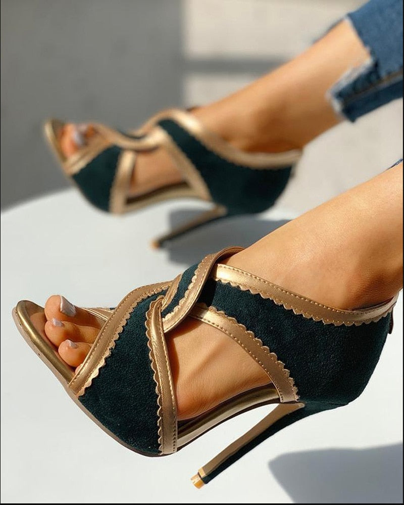 Amozae Back to College SHY High Heels Women Sandals Summer Gladiator Cross Strappy Open Toe Ladies Shoes Stiletto Bridal Wedding Party Pumps