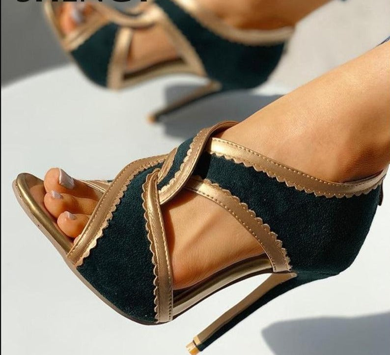 Amozae Back to College SHY High Heels Women Sandals Summer Gladiator Cross Strappy Open Toe Ladies Shoes Stiletto Bridal Wedding Party Pumps