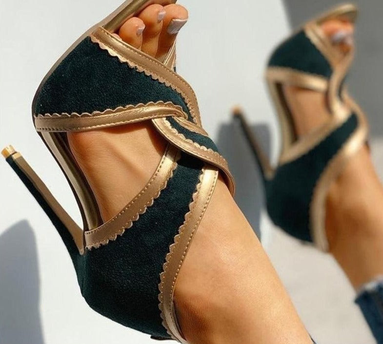 Amozae Back to College SHY High Heels Women Sandals Summer Gladiator Cross Strappy Open Toe Ladies Shoes Stiletto Bridal Wedding Party Pumps