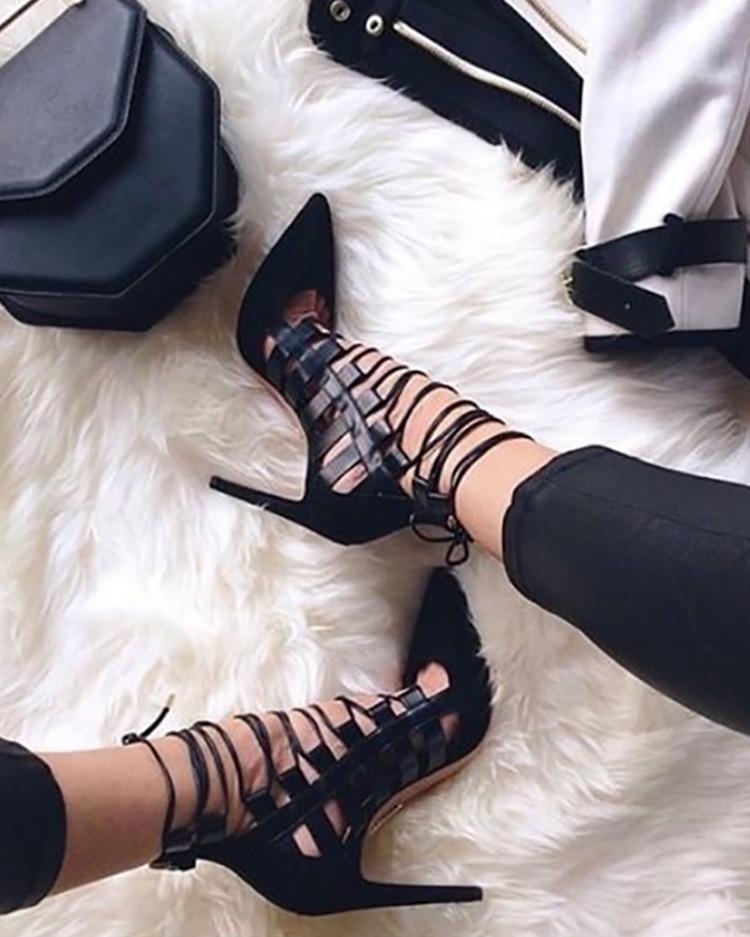 Amozae Fashion High Heels Hollow Out Pumps Women Luxury Design Pumps Pointed Toe Heels Sandals