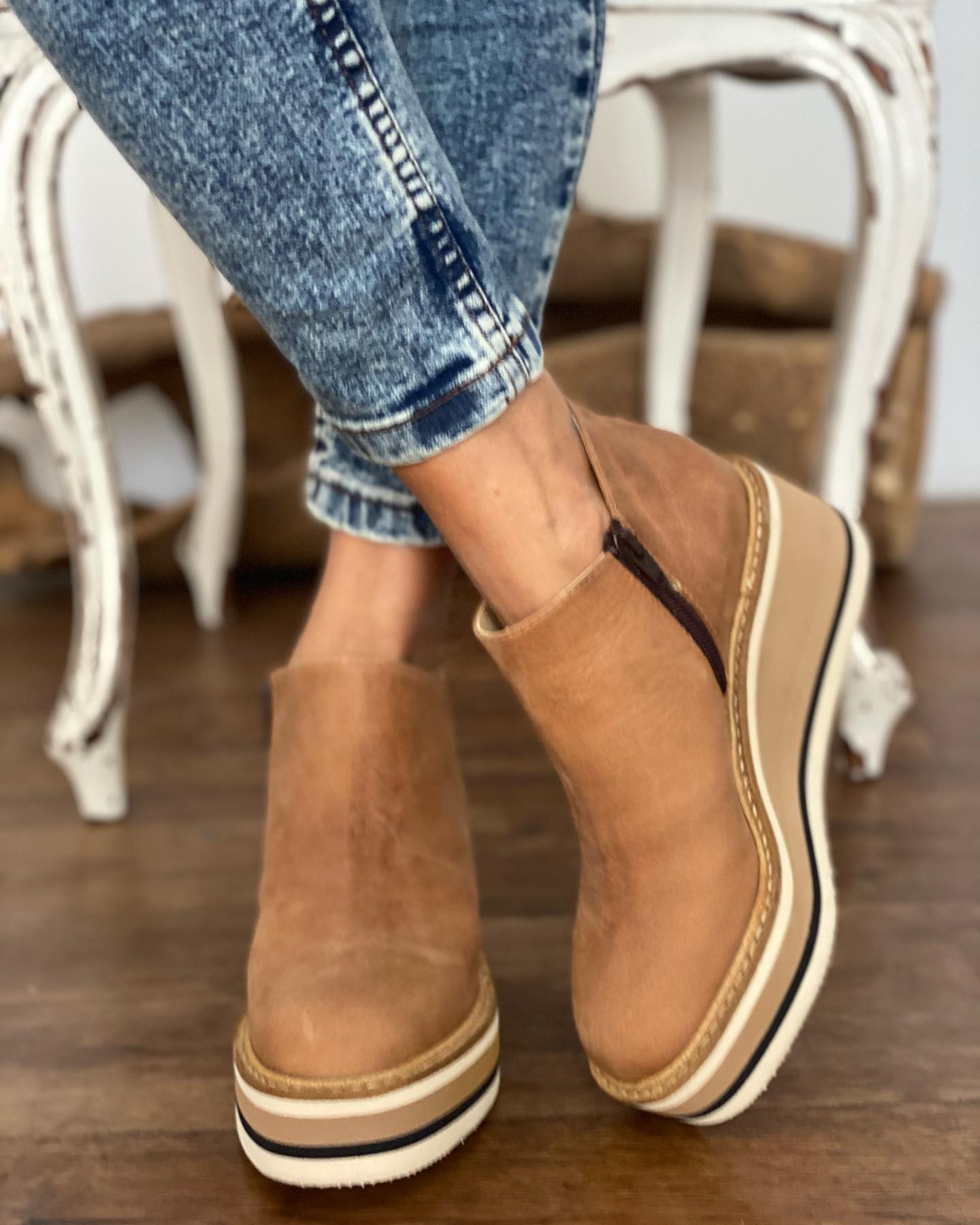 antmvs Women's Ankle Boots Round Toe Side Zipper White Bottom Ladies Platform Shoes Solid Color Daily Walking Female Casual Shoes