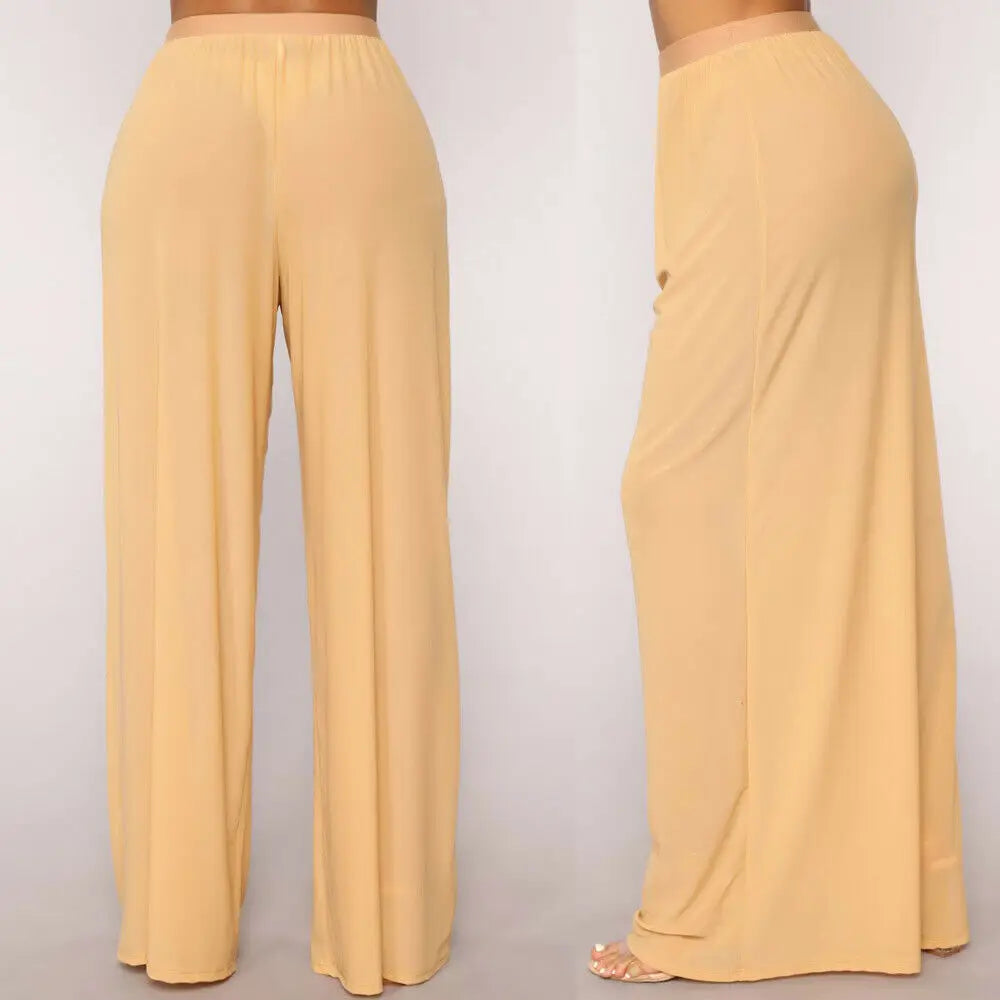 antmvs-Hot Sale Sexy Women Long Mesh Sheer Pants Beachwear See-Through High Wasit Swimsuit Trunks Loose Pant Wide Leg Trousers