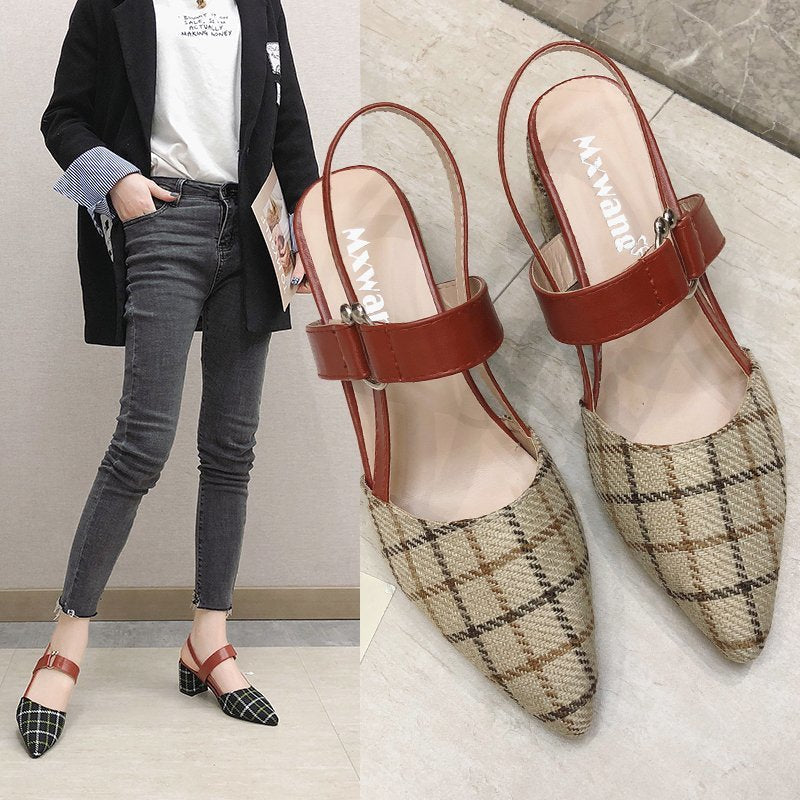 Amozae Lady Shoes New Hollow Coarse Sandals High-heeled Shallow Mouth Pointed Pumps Work Women Female High Heels Zapatilla Lattice