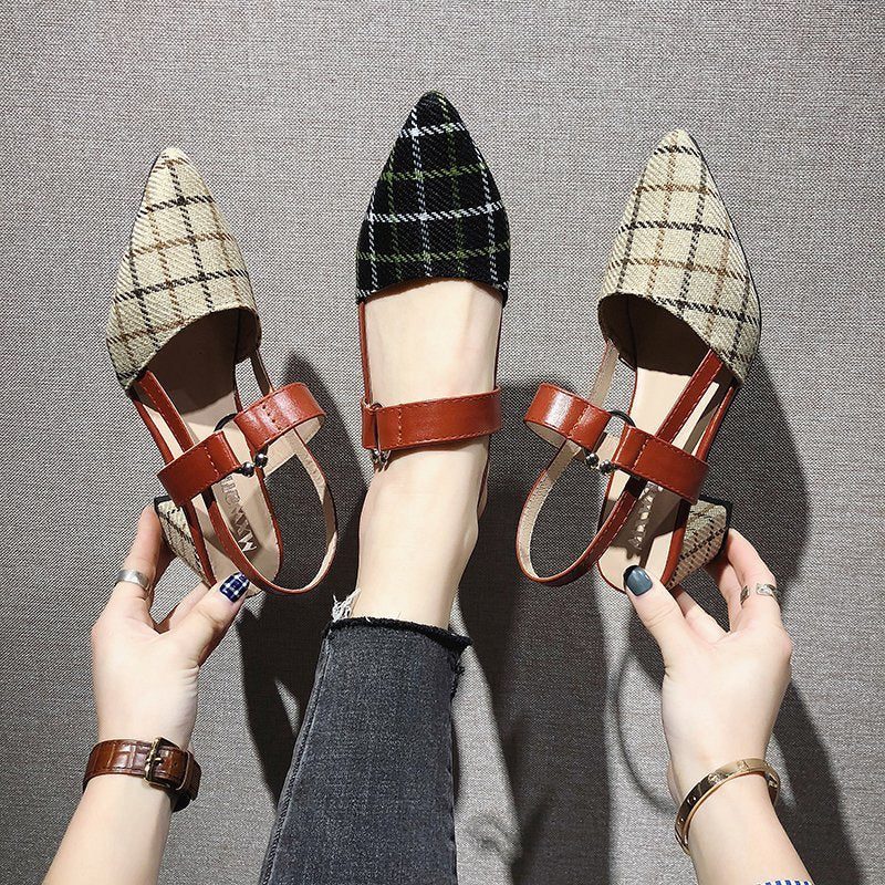 Amozae Lady Shoes New Hollow Coarse Sandals High-heeled Shallow Mouth Pointed Pumps Work Women Female High Heels Zapatilla Lattice