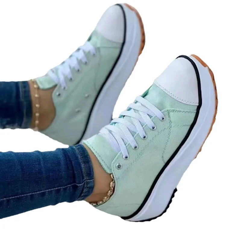 antmvsNew Spring autumn Women Sneakers Platform Shoes Female Lace-Up Casual Canvas Shoes Ladies Running Sports Shoes Woman trainer 43