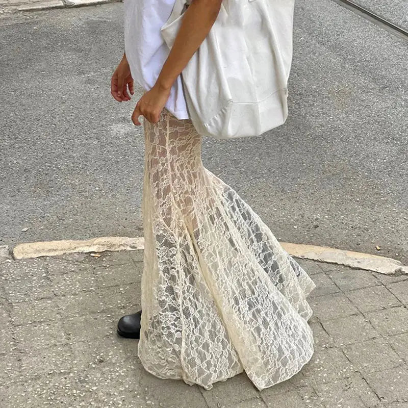 antmvs-Y2K Detachable lace Ladies Maxi Dress Aesthetic Fairy Fashion High Street Maxi Dress Fall clothing Sexy ladies