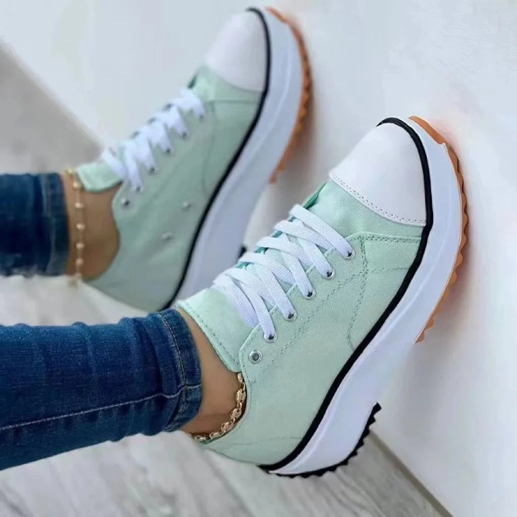 antmvsNew Spring autumn Women Sneakers Platform Shoes Female Lace-Up Casual Canvas Shoes Ladies Running Sports Shoes Woman trainer 43