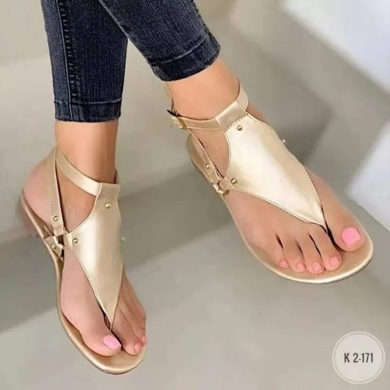 antmvs-Women Sandals Summer Outdoor Beach Flip-flop Sandals Solid Fashion Gladiator Sandals Women Flats Casual Ladies Shoes