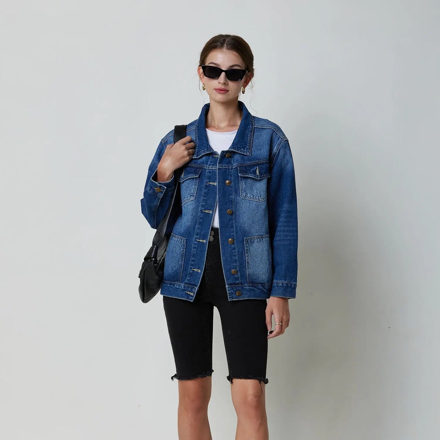 antmvs-New Spring Autumn Single-breasted Womens Denim Jacket Coat Loose Long Sleeve Tops Casual Jean Coats Female Outerwear