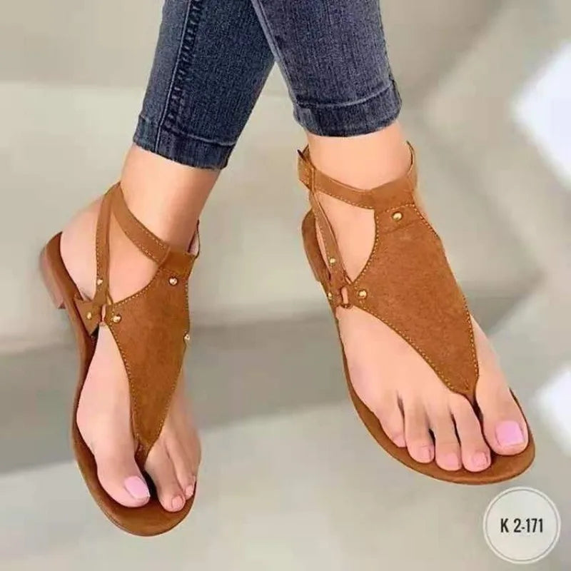 antmvs-Women Sandals Summer Outdoor Beach Flip-flop Sandals Solid Fashion Gladiator Sandals Women Flats Casual Ladies Shoes