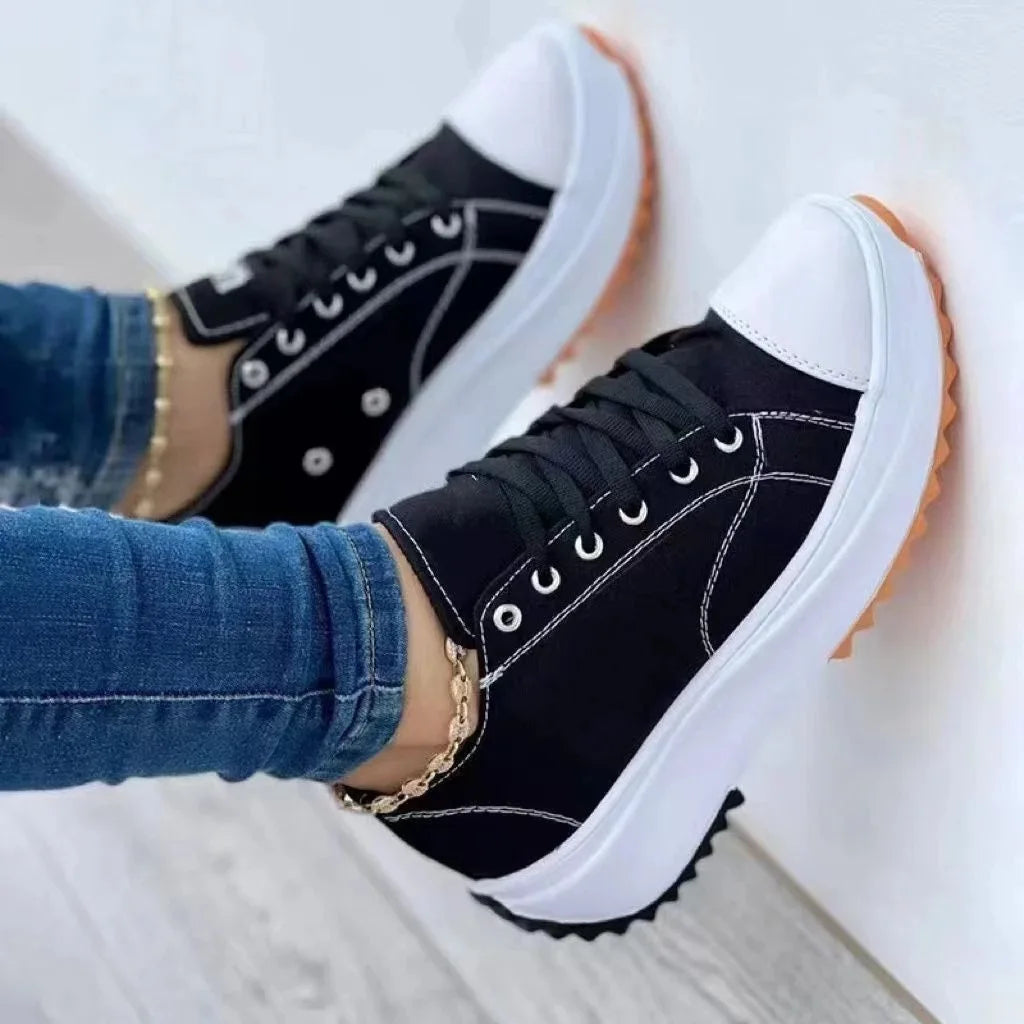 antmvsNew Spring autumn Women Sneakers Platform Shoes Female Lace-Up Casual Canvas Shoes Ladies Running Sports Shoes Woman trainer 43