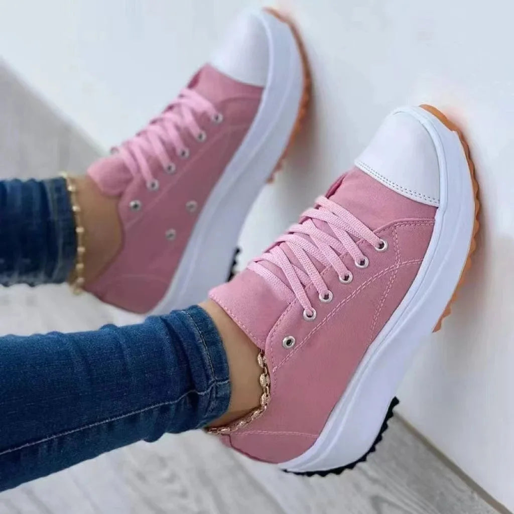antmvsNew Spring autumn Women Sneakers Platform Shoes Female Lace-Up Casual Canvas Shoes Ladies Running Sports Shoes Woman trainer 43