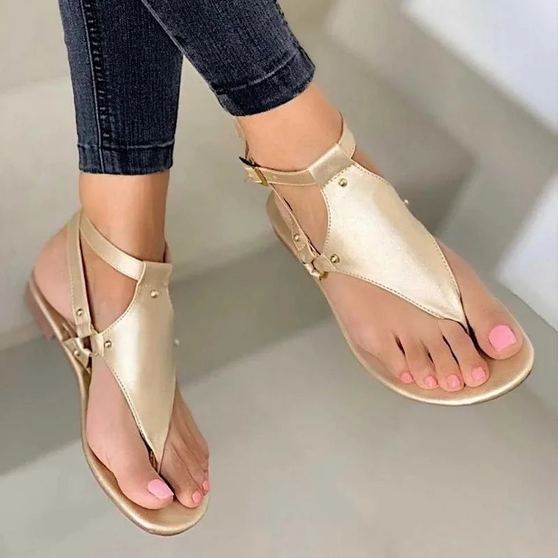 antmvs-Women Sandals Summer Outdoor Beach Flip-flop Sandals Solid Fashion Gladiator Sandals Women Flats Casual Ladies Shoes