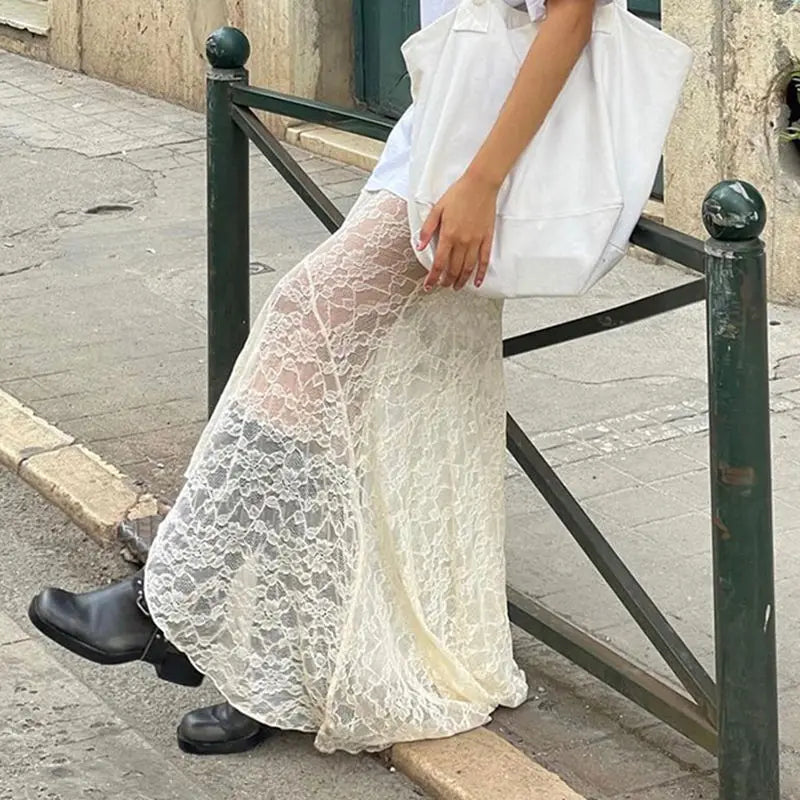 antmvs-Y2K Detachable lace Ladies Maxi Dress Aesthetic Fairy Fashion High Street Maxi Dress Fall clothing Sexy ladies