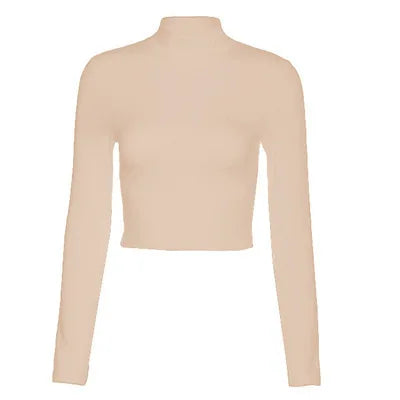 antmvs-Sexy Cross Bandage Backless Bare Midriff Short T Shirt Women Long Sleeves Bottoming Shirt Ladies Tee Shirt Tops Camisetas Mujer