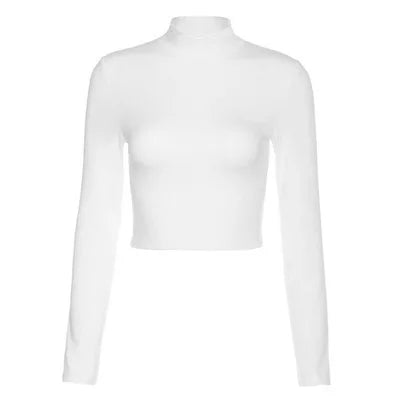 antmvs-Sexy Cross Bandage Backless Bare Midriff Short T Shirt Women Long Sleeves Bottoming Shirt Ladies Tee Shirt Tops Camisetas Mujer