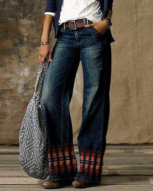 Antmvs Vintage Pocket Denim Loose Jeans Pants