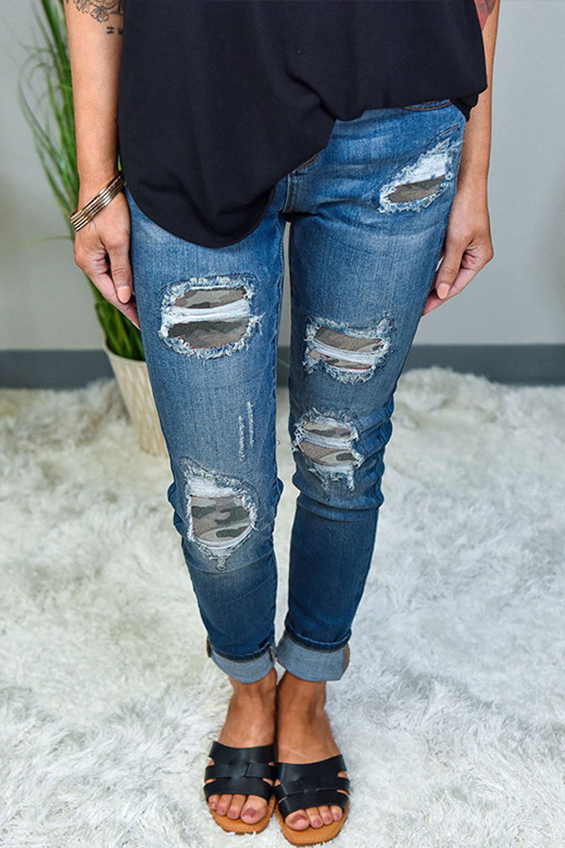 Antmvs Patch Destroyed Skinny Denim Pants